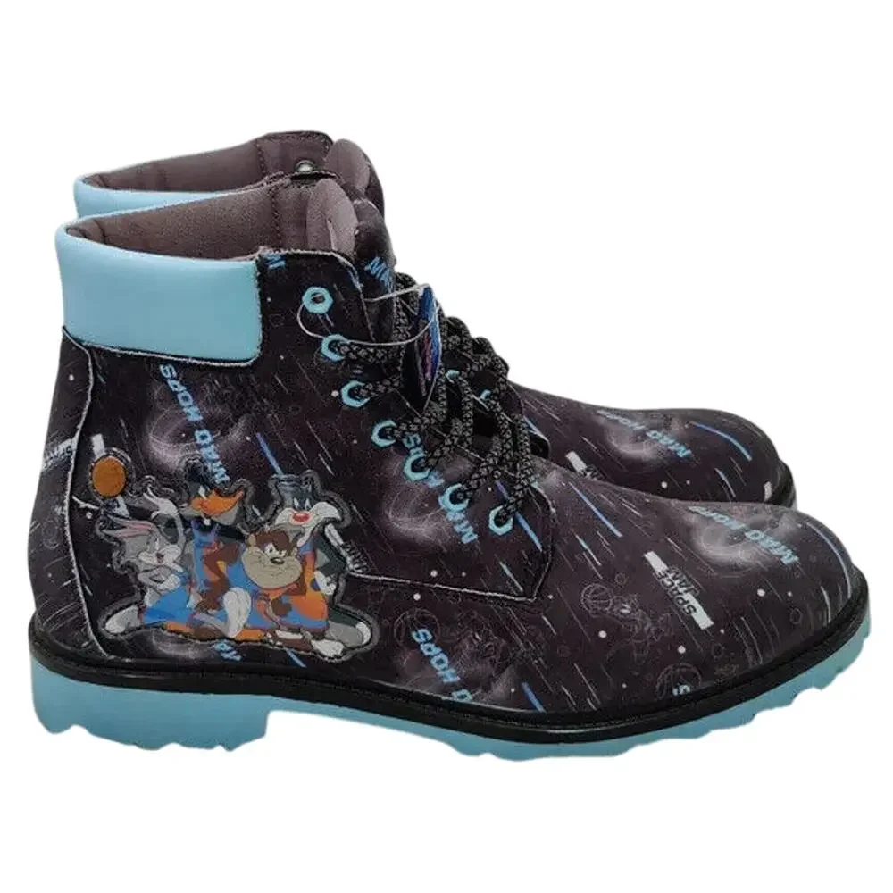 New Space Jam Blue Lace Up Boots Size 10 by WB